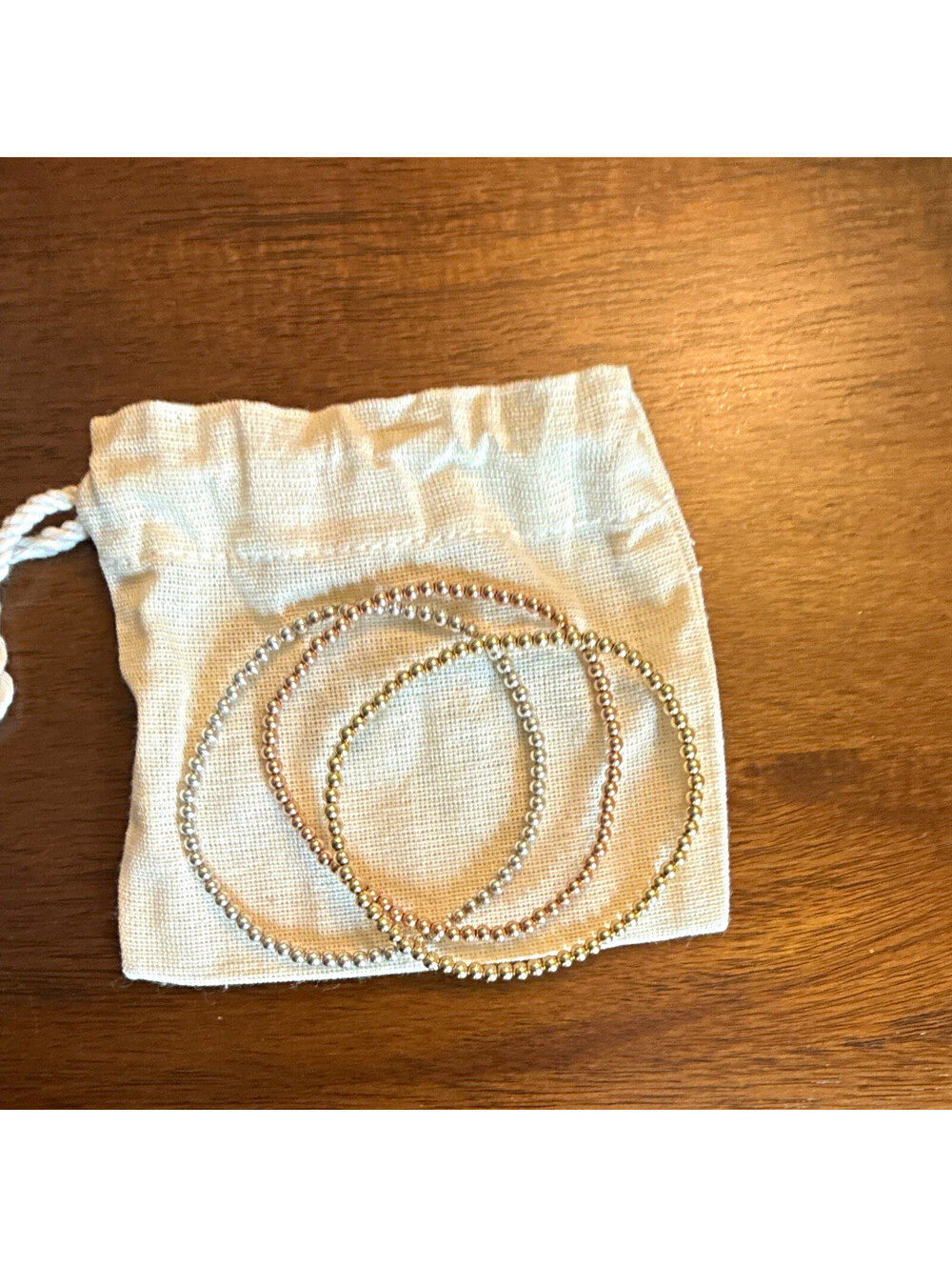Kylar Mack 3MM Silver Gold Rose Gold Ball Bracelet Set Women